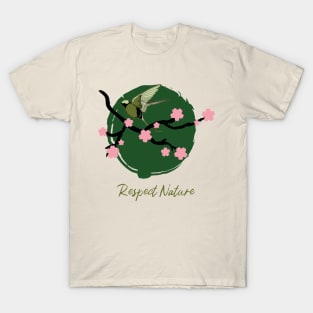 Respect Nature Bird on a Branch T-Shirt